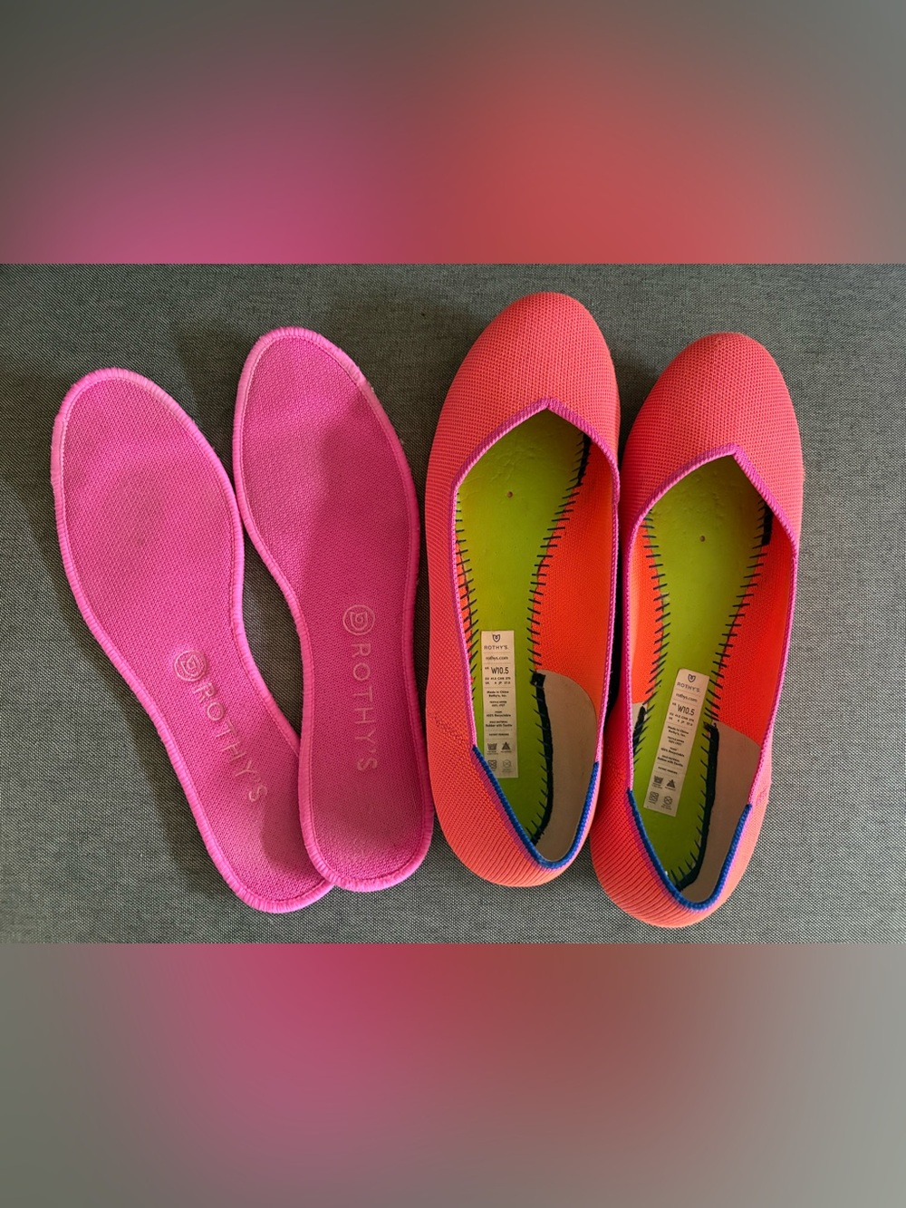 Rothy's Coral Pink Flats Size 10.5